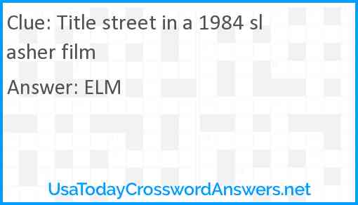 Title street in a 1984 slasher film Answer