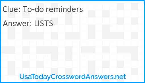 To-do reminders Answer