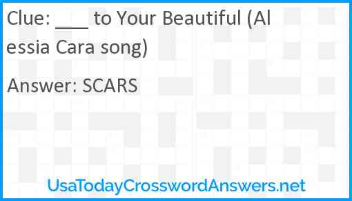___ to Your Beautiful (Alessia Cara song) Answer