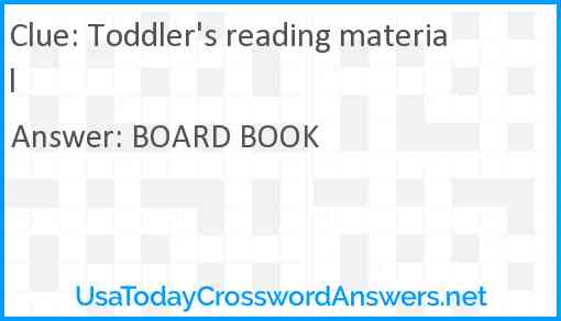 Toddler's reading material Answer