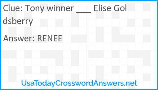 Tony winner ___ Elise Goldsberry Answer