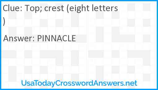 Top; crest (eight letters) Answer