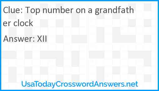 Top number on a grandfather clock Answer