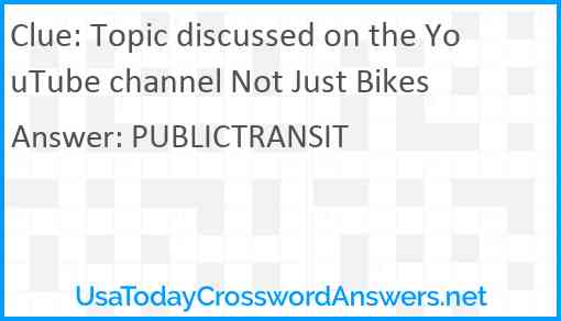 Topic discussed on the YouTube channel Not Just Bikes Answer