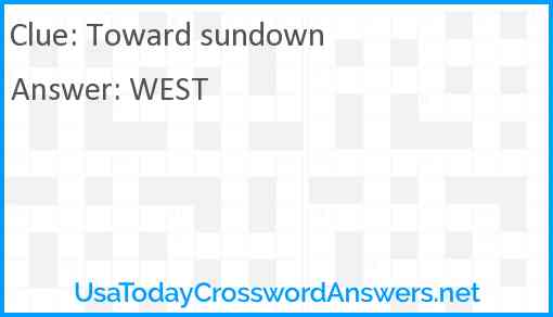 Toward sundown Answer