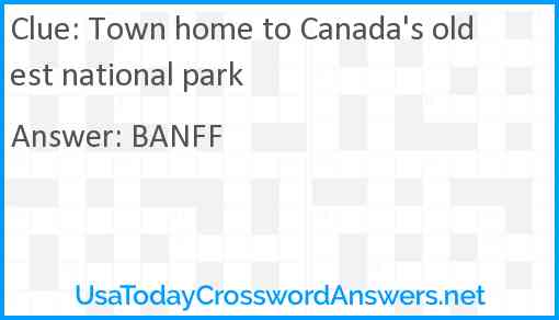 Town home to Canada's oldest national park Answer