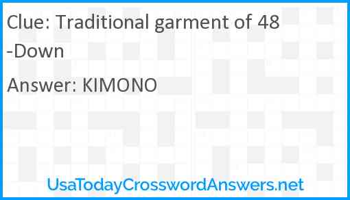 Traditional garment of 48-Down Answer