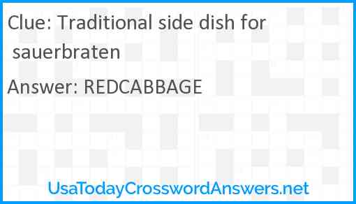 Traditional side dish for sauerbraten Answer