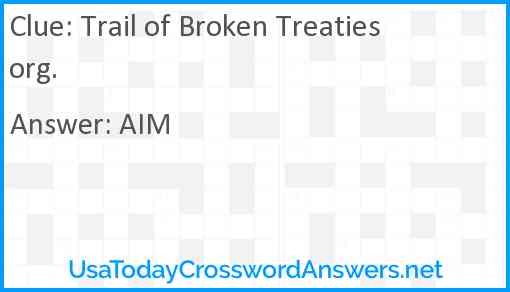 Trail of Broken Treaties org. Answer