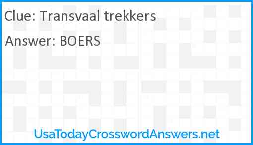 Transvaal trekkers Answer