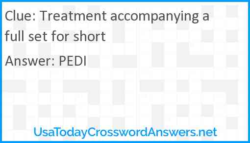 Treatment accompanying a full set for short Answer