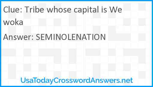 Tribe whose capital is Wewoka Answer