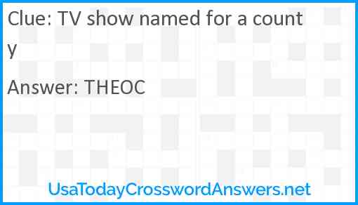 TV show named for a county Answer