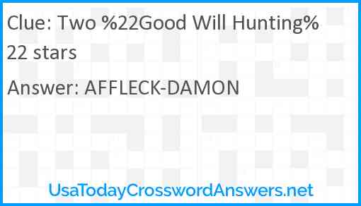 Two %22Good Will Hunting%22 stars Answer