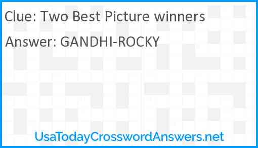 Two Best Picture winners Answer