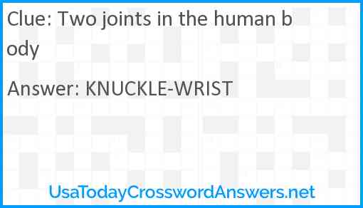Two joints in the human body Answer