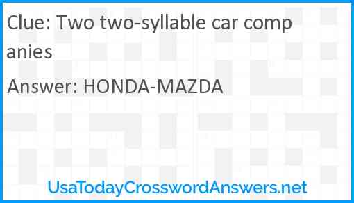 Two two-syllable car companies Answer
