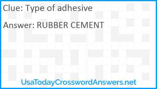 Type of adhesive Answer
