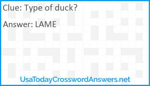 Type of duck? Answer