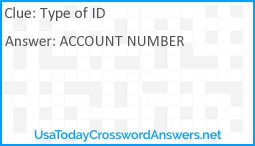 Type of ID Answer