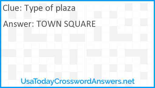 Type of plaza Answer