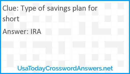 Type of savings plan for short Answer