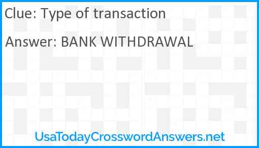 Type of transaction Answer