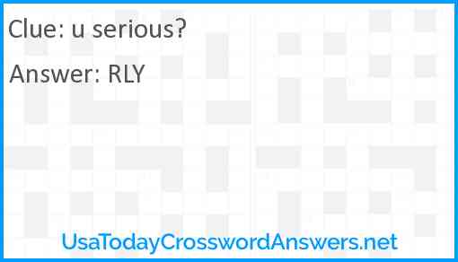 u serious? Answer