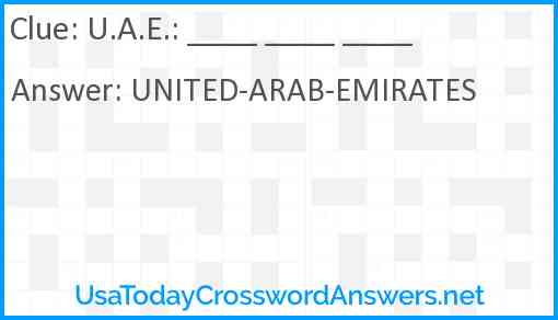 U.A.E.: ____ ____ ____ Answer