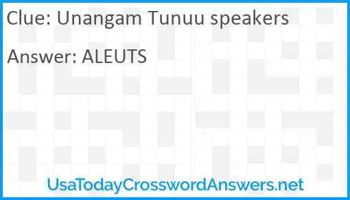 Unangam Tunuu speakers Answer