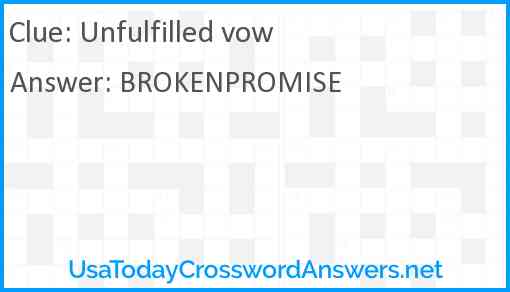 Unfulfilled vow Answer