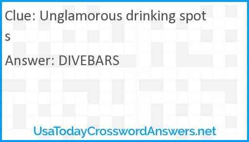 Unglamorous drinking spots Answer