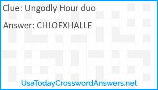 Ungodly Hour duo Answer