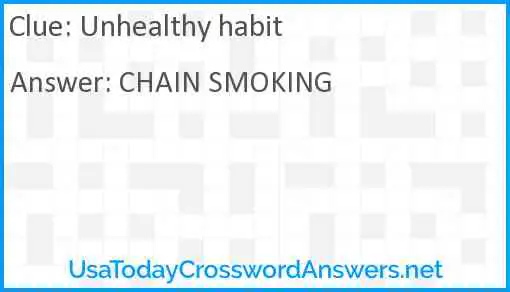 Unhealthy habit Answer