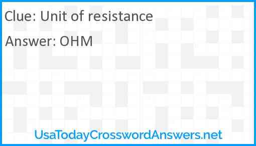 Unit of resistance Answer