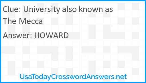University also known as The Mecca Answer