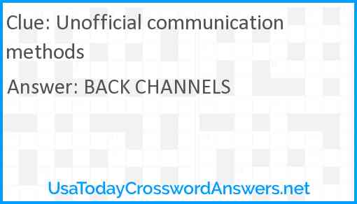 Unofficial communication methods Answer
