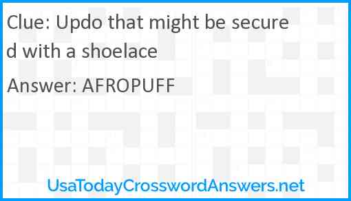 Updo that might be secured with a shoelace Answer