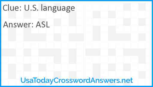 U.S. language Answer