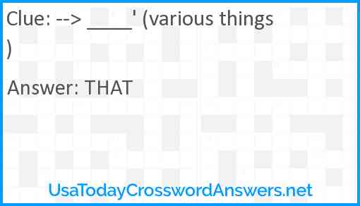 --> ____' (various things) Answer