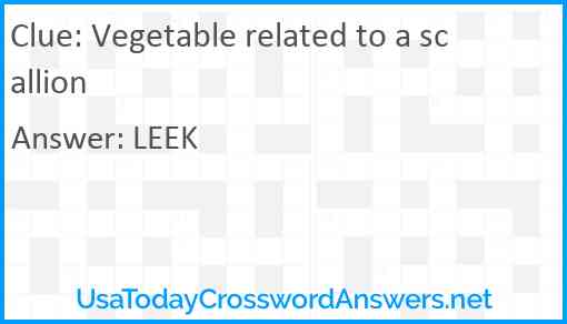 Vegetable related to a scallion Answer