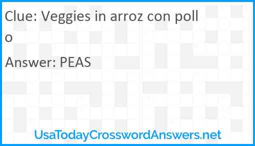 Veggies in arroz con pollo Answer