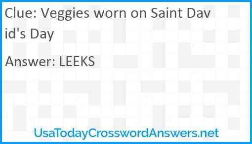 Veggies worn on Saint David's Day Answer