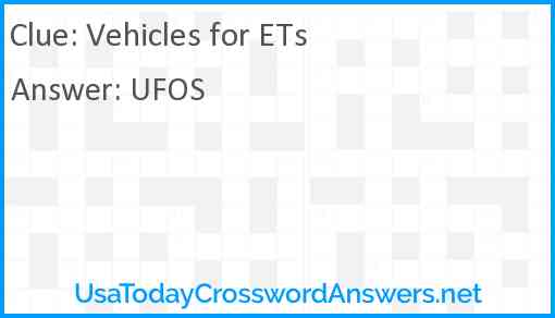 Vehicles for ETs Answer