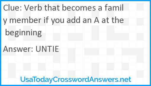 Verb that becomes a family member if you add an A at the beginning Answer