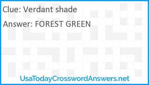 Verdant shade Answer