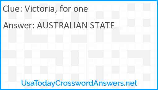 Victoria, for one Answer