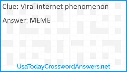 Viral internet phenomenon Answer