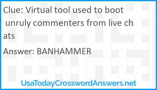 Virtual tool used to boot unruly commenters from live chats Answer