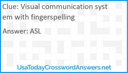 Visual communication system with fingerspelling Answer